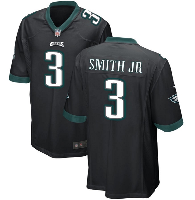 Men's Philadelphia Eagles #3 Nolan Smith JR Black 2023 Draft Football Stitched Game Jersey